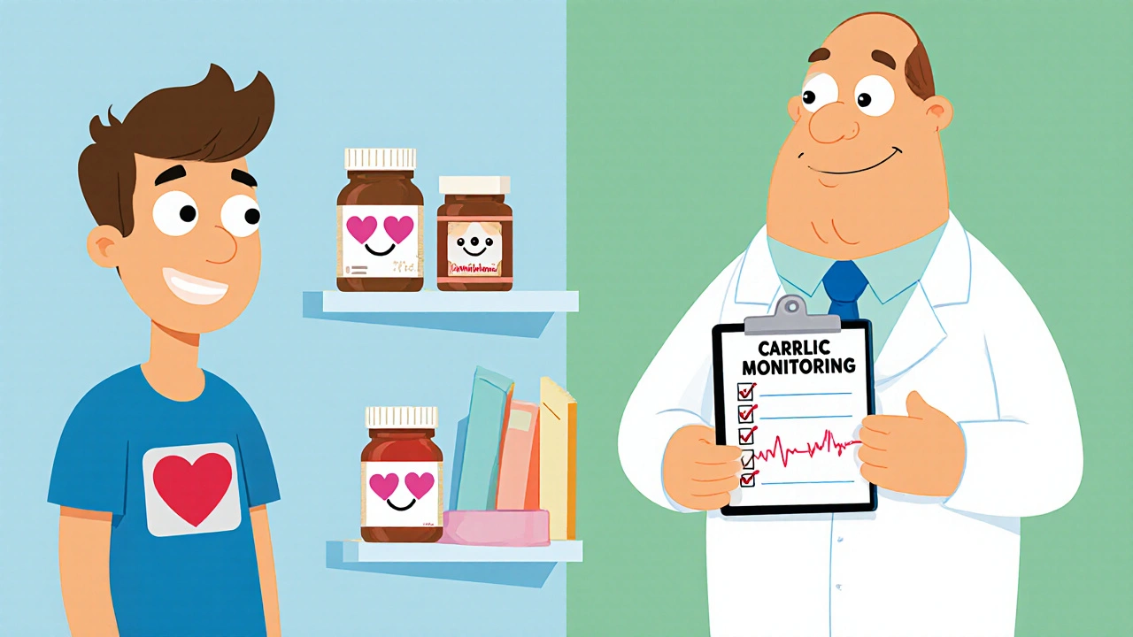 Doctor checks monitoring list as teen wears ECG patch and non‑stimulant meds are displayed.