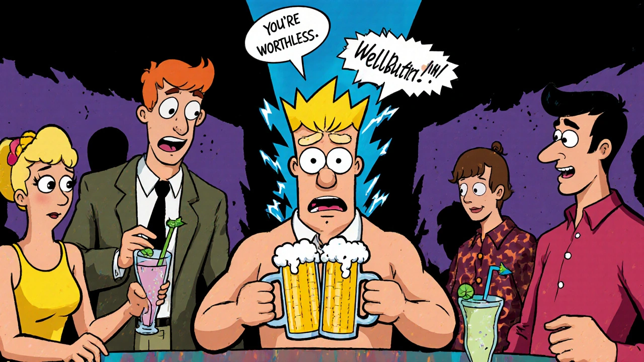 A man on Wellbutrin hearing ghostly voices after drinking beer at a party