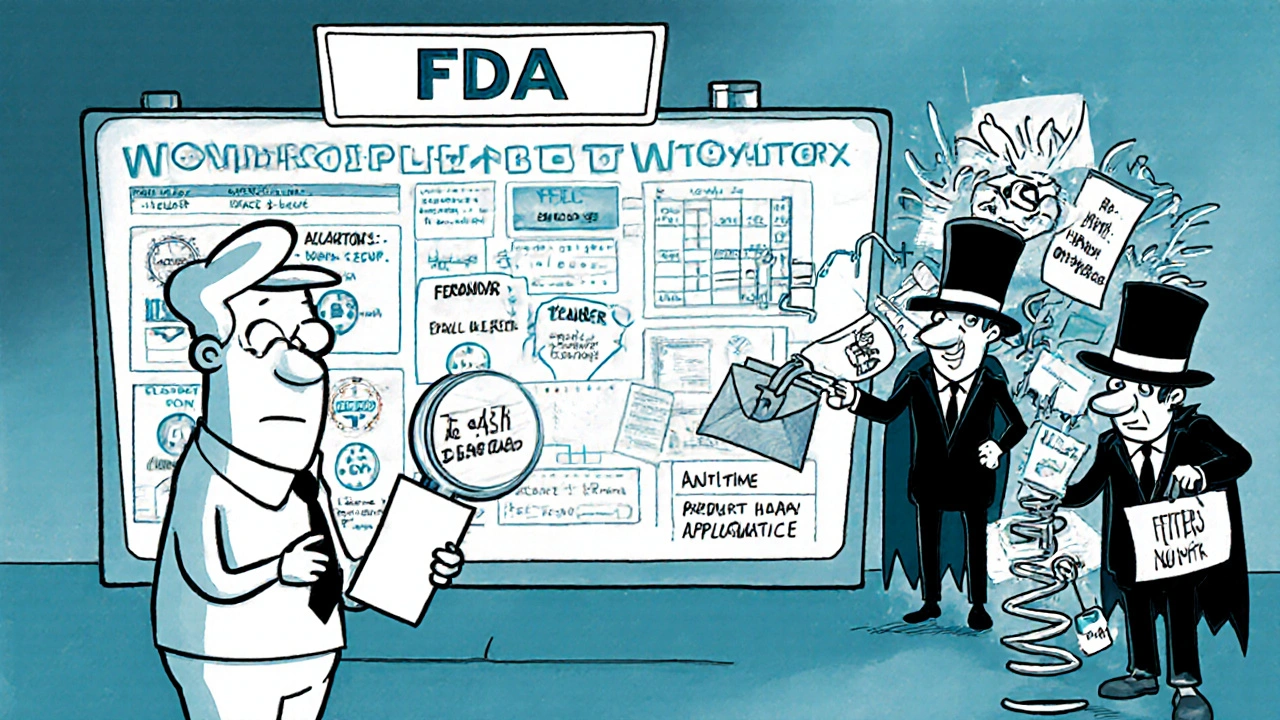 FDA inspector stops sneaky brand-name villains using pay-for-delay and product hopping tricks.