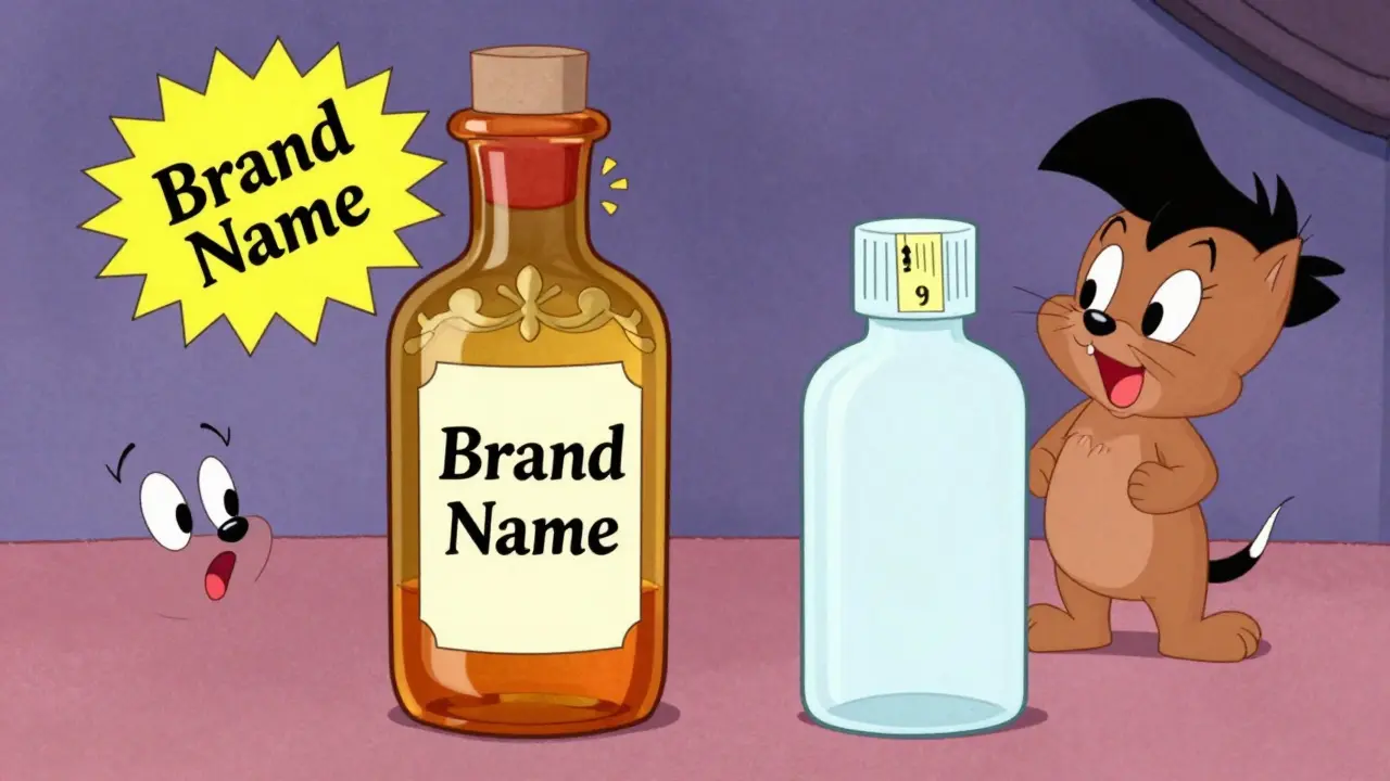 Comparison between an expensive brand name medicine and a cheap generic version